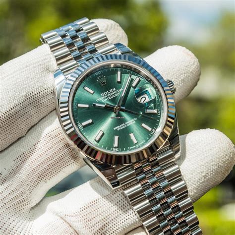 rolex datejust mint green price|rolex datejust green dial 41mm.